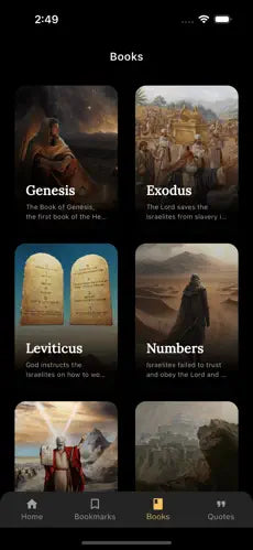 The immersive Bible app showing an animated New Testament scene