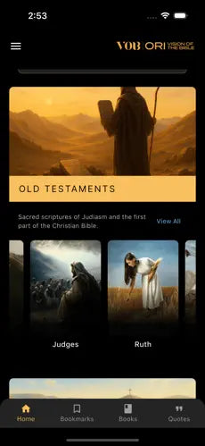 The immersive Bible app showing an animated Old Testament scene